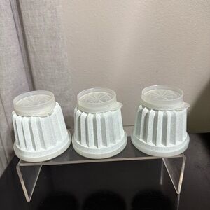 3 VTG Tupperware Jel-ette Jello Molds Jel-N-Serve  Gray With Lids